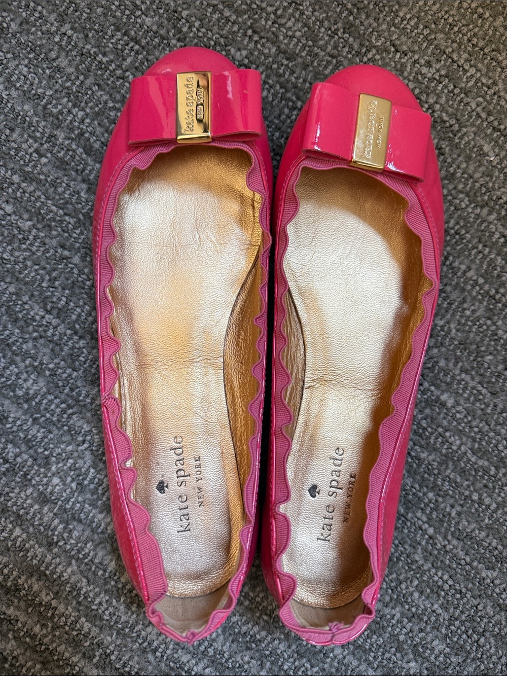 kate spade Hot Pink Patent Leather Bow Ballet Flats